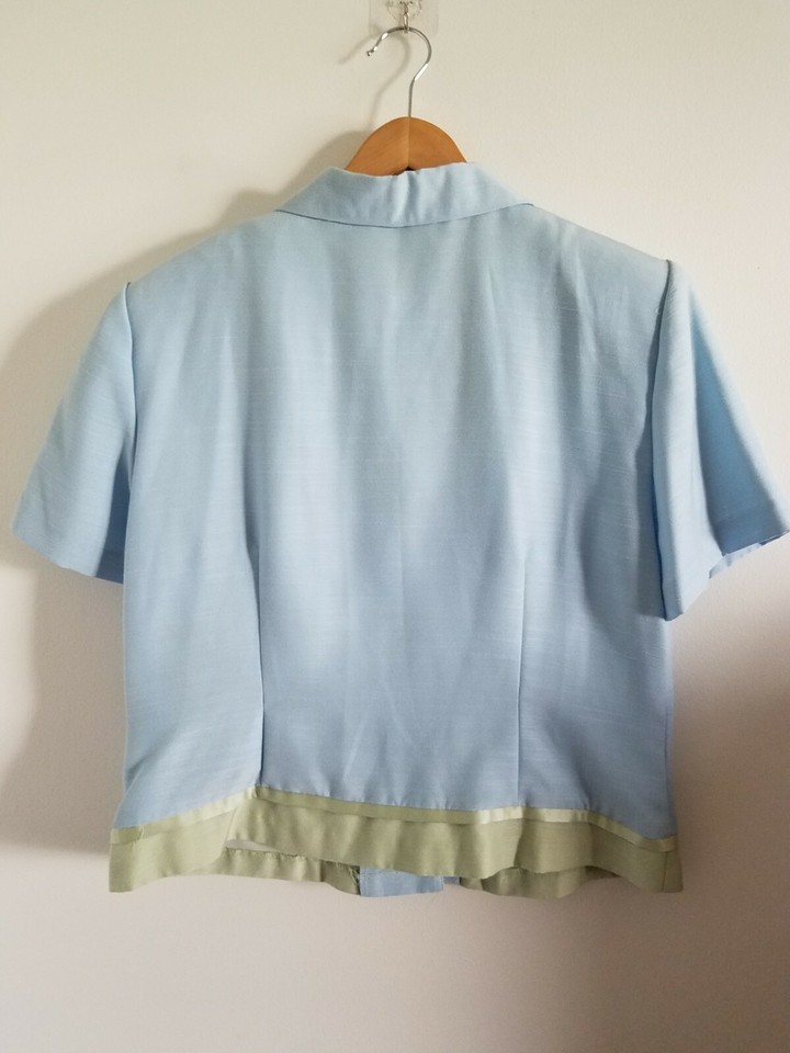 Sag Harbor Jacket Top 16 Embroidered Floral VNeck Button Short Sleeve