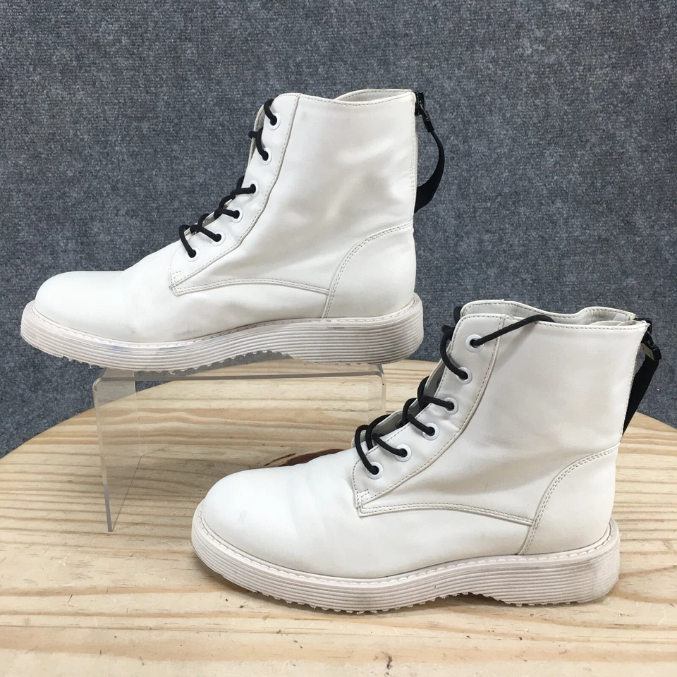 Женские боевые ботинки Aldo 6,5 белые искусственная кожа круглые на шнуровке кубинские каблуки на молнии - Изображение 2 из 4