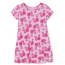 Barbie Skater Dress Pink Size 3T Toddler Girl Ponytail Cotton Blend Barbiecore