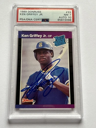1989 Donruss #33 Ken Griffey Jr. Signed Rookie Card RC PSA 7 PSA 10 AUTO