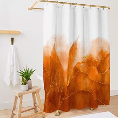 De-Mediocre Orange Marble Shower Curtain Stylish Boho 72.00'' x 72.00'', 
