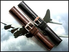 18mm Brown Bomber Pilot Dbl Stitch Military Chrono watch band strap IW SUISSE 20