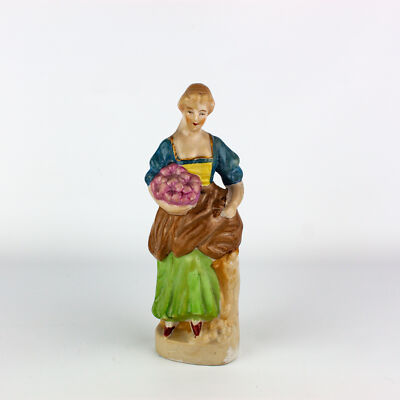 Occupied Japan Hadson Muted Colors Colonial Woman w/ Flowers 6.5 Inches Y
