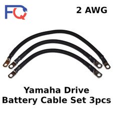 2 AWG Yamaha Drive Golf Cart Battery Cable Wiring 3 pcs Set 2 Gauge Made in USA