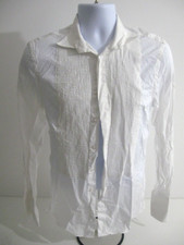 M S MENS WHITE SLIM FIT PURE COTTON 14.5" LONGSLEEVE PLEATED SHIRT