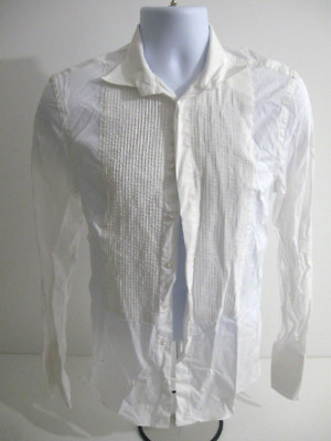 M&S HERREN WEISS SLIM FIT REINE BAUMWOLLE 14,5'' LANGARM PLISSIERTES HEMD