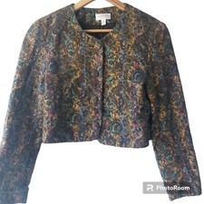Ann Taylor Studio Blazer Size 8 Us/uk 12 Vtg 90's Metallic Multicoloured Sparkle