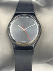 Swatch Watch Soto GB109 1986 Black Silver Circles 34mm Woking Vintage Collector