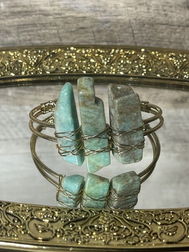 Natural Aquamarine Stone Wrap Bracelet Cuff