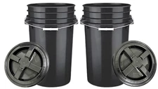 7 Gallon Food Grade Bucket Pail BPA Free Black with Screw On Lids (Pack of 2)