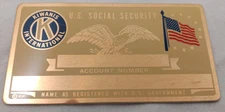 Kiwanis International US Social Security Metal Card Tag NOS VTG Perma Products​