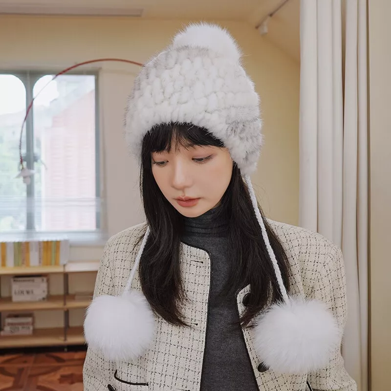 Knitted 2024 fur hat
