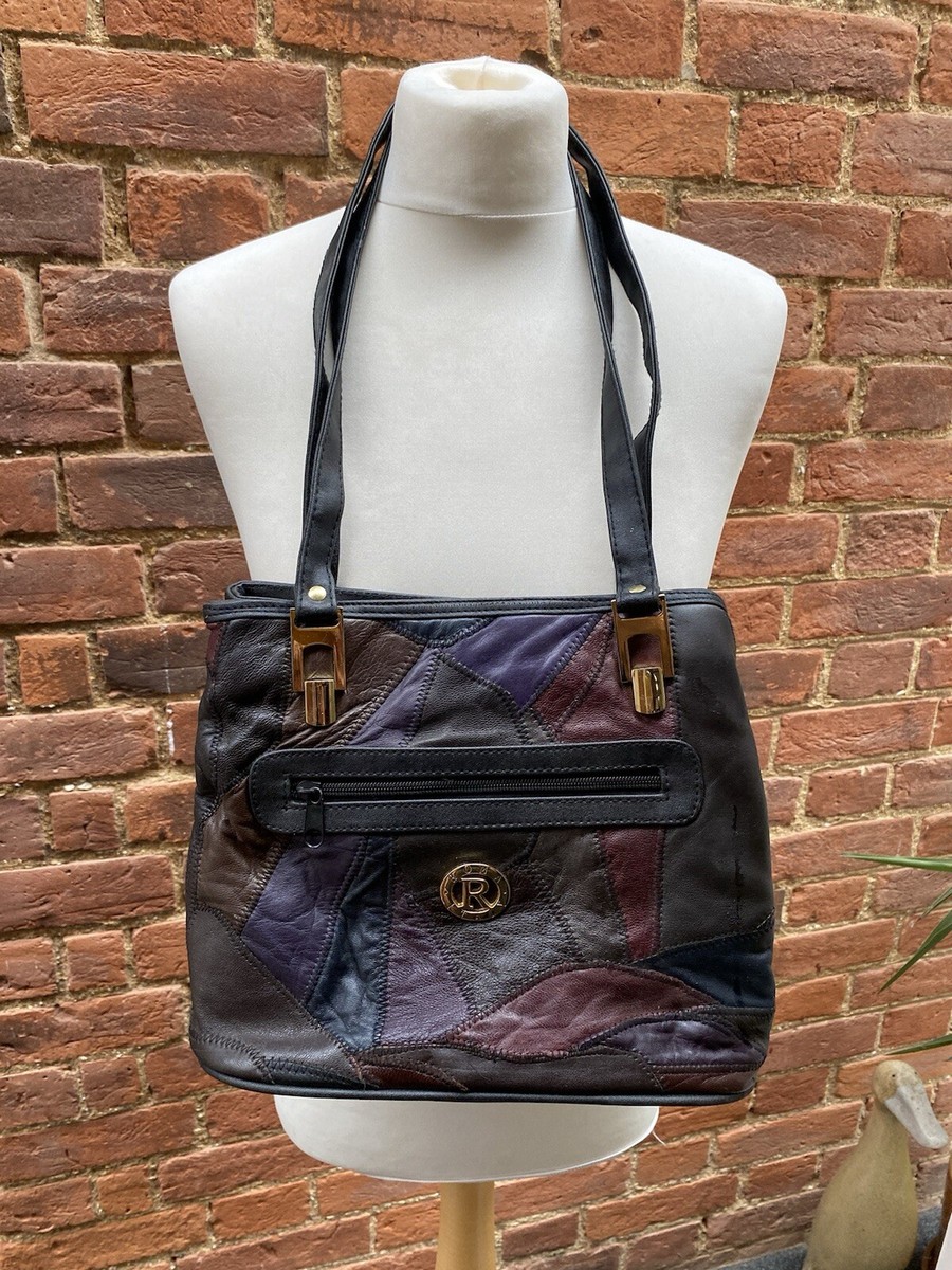 Vintage 90s Roma Italy Multi Patchwork Leather Medium