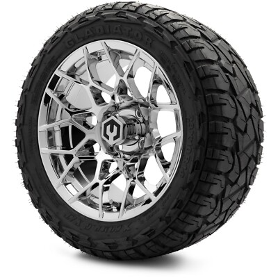MODZ 14'' Blitz Chrome Golf Cart Wheels and Steel Belted Tires 23x10-R14