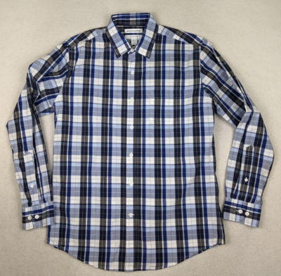 AMAZON ESSENTIALS - MEN'S BLUE PLAID LONG SLEEVE BUTTON-UP SHIRT - SIZE S |  eBay