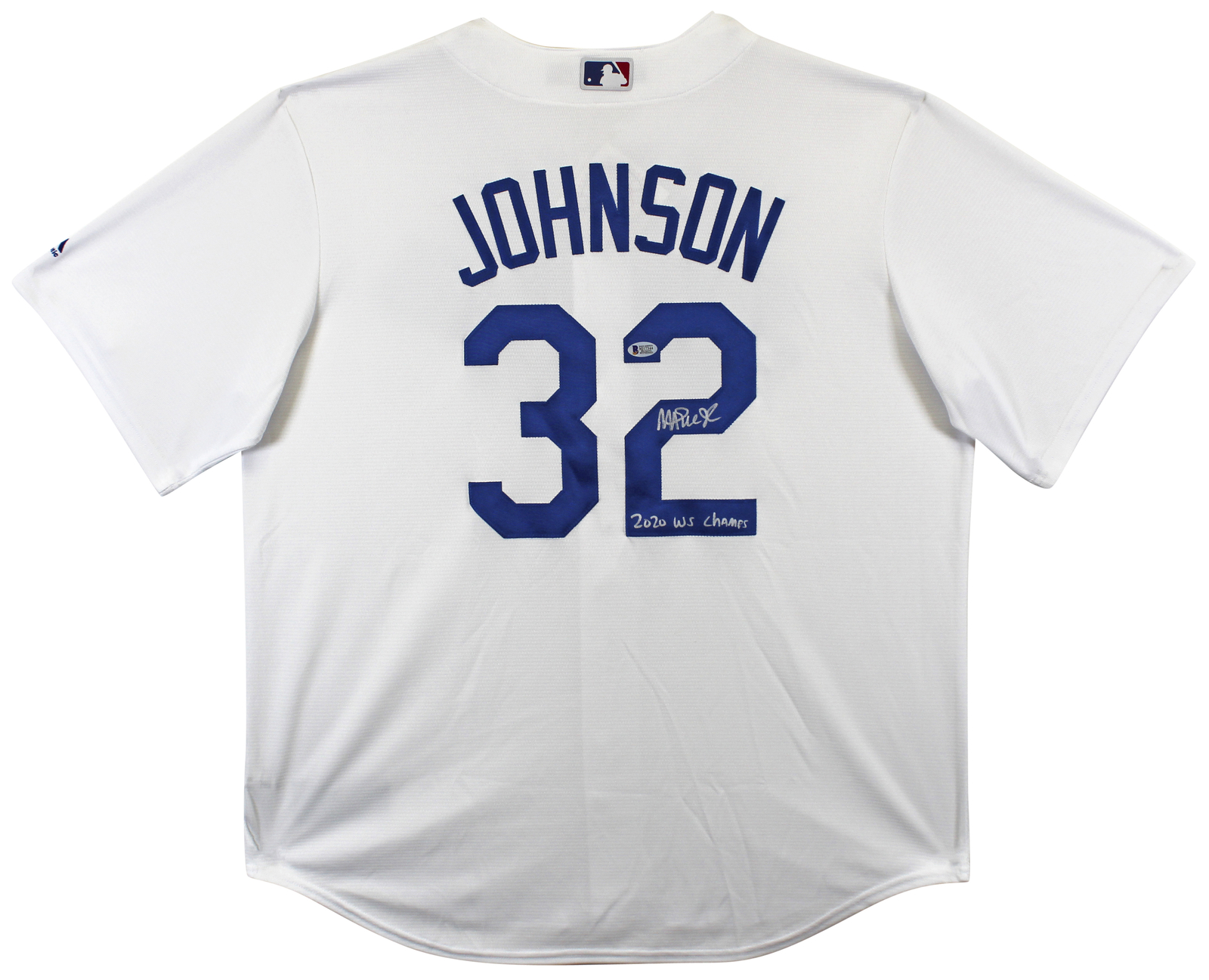 Magic Johnson Autographed Signed Dodgers "2020 Ws Champs" White Majestic Coolbase Jersey Beckett 
