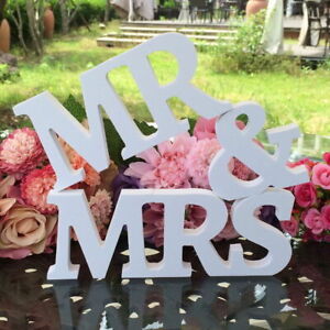 Mr & Mrs Letters Wooden Sign Standing Top Table Wedding Decoration Party New 