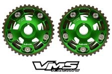 2 GREEN VMS RACING BILLET ADJUSTABLE CAM GEARS FOR 94-97 HONDA DELSOL VTEC B16