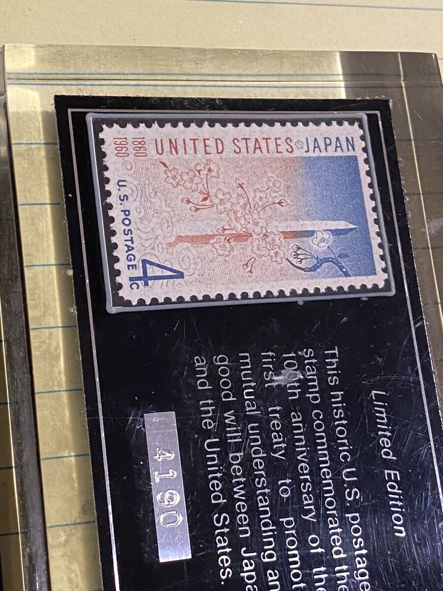 LIMITED EDITION PAPERWEIGHT - USA JAPAN COMMEMORATIVE STAMP LIMITED EDITION PAPERWEIGHT - USA JAPAN COMMEMORATIVE STAMP