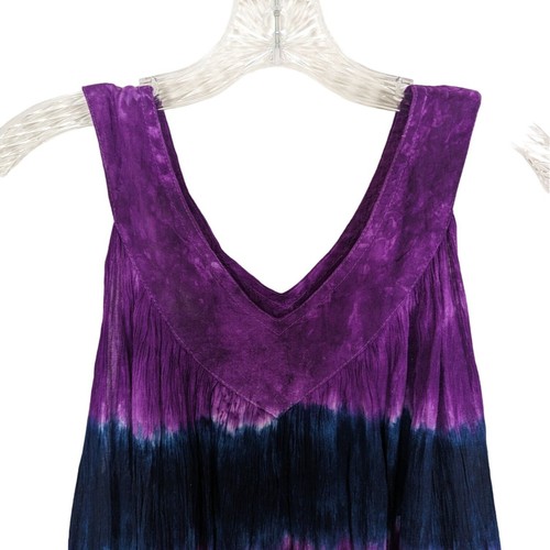 GREATER GOOD Top Women One size Burgundy Blue beaded rayon Tie Dyed Bohemian - 第 8/12 張圖片