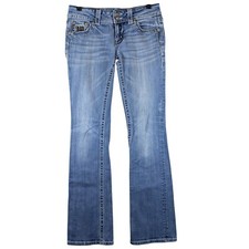 Miss Me Bootcut Jeans Embellished Pockets Light Wash Womens Size 27 Fits 29x33