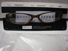 GEOFFREY BEENE EYEGLASS FRAMES Style PRESENCE in BROWN 51-15-140 W/ Case