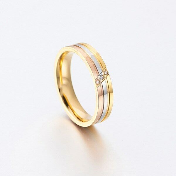 Men's Silver&Gold&Rose Gold Ring Stainless Steel 3-Stone Cz Men's Silver&Gold&Rose Gold Ring Stainless Steel 3-Stone Cz