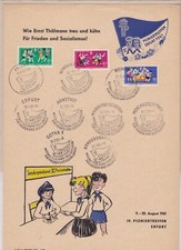 Arkusz specjalny A4 spotkanie pionierów Erfurt 1961 Poczta pionierska 9 różnych SoSt. ... a5