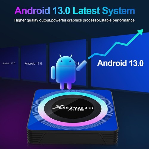 Android TV Box 13.0, X88PRO Android Box 4 GB 64 GB Quad Core 64 bit, Sport BT5.0 - Foto 3 di 7