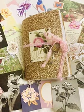 Romantic Rose Glitter Gold Junk Journal, Romance Journal, Artistic Journal