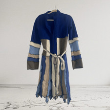 Patchwork Colorblock Long Sz Medium Cardigan Sweater