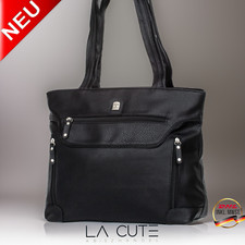 Handtasche Damen Tasche Schultertasche Klassisch Schwarz Fächer Praktisch Edel