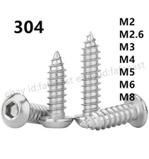 M2-M6 Stainless Steel Allen Hex Socket Button Round Head Self Tapping Wood Screw