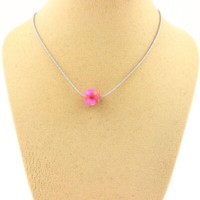Halskette 1 Perle Jaspis Rosa Gelb 8 Mm. Kette Stahl Inoxydable. Halskette Femm