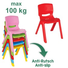 Kinderstuhl bis 100kg Kindergarten Stuhl In- & Outdoor stapelbar kippsicher NEU