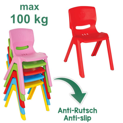 Kinderstuhl bis 100kg Kindergarten Stuhl In- & Outdoor stapelbar kippsicher NEU