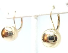 14KT Pure Yellow Gold 10MM Ball LeverBack Earrings - FREE SHIPPING 