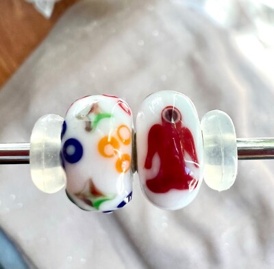 Trollbead unique event mini barrel white flower old rare fish unique retired 