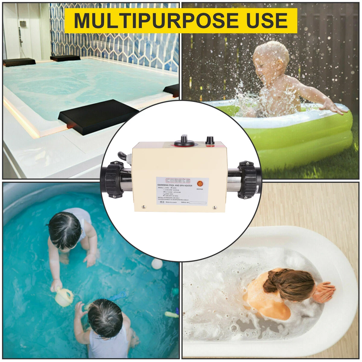 Electric Bathtub Water Heater 3KW 220V Swimming Pool SPA Hot Tub Thermostat  | eBay