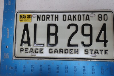 North Dakota License Plate Tag ND 1980 1988 80 88 ALB 294