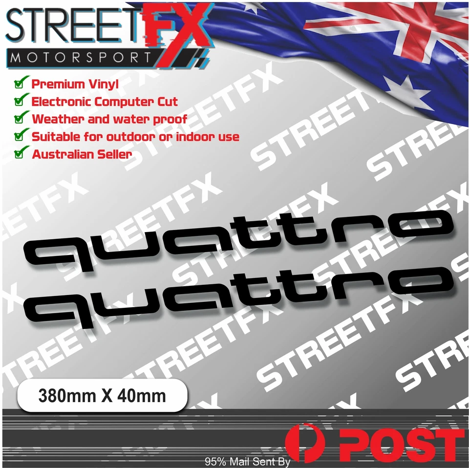 Twin Pack Quattro For Audi Sticker Decal Vinyl Racing  A4 S4 S3 S5 S7 TT RS - Image 2 of 4