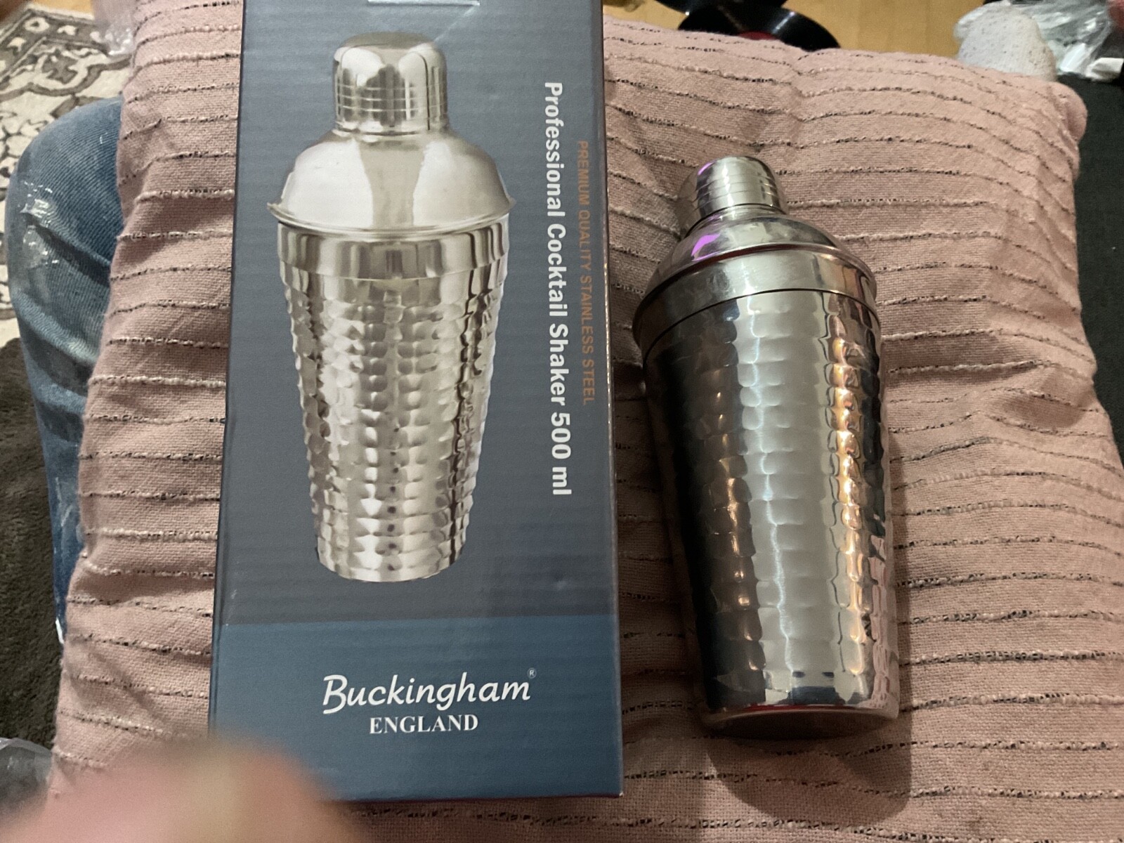 Cocktail Shaker with Hammered Effect Stainless Steel 500ml by Buckingham