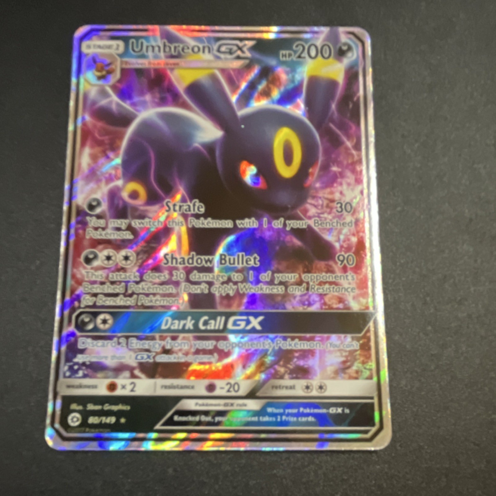 Umbreon GX 80/149 Ultra Rare Holo Pokemon Card Sun & Moon Base Set Near Mint NM