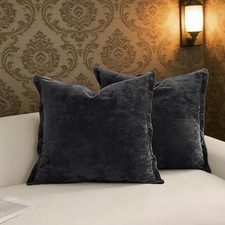 Greek Velvet Euro Sham Covers Set of 2 26x26 Luxury 26" x 26" Pack of 2 Black
