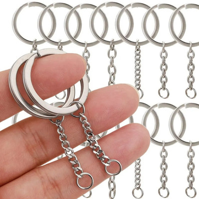 20pcs Silver Metal Keychain Split Rings DIY Keyring Accessories