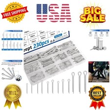 230Pcs Cotter Pins 304 Stainless Steel Cotter Pins Assortment Kit Used for Hi...