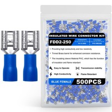 500Pcs Quick Disconnects Vinyl Insulated Female Spade Wire Connectors, 16-14 ...