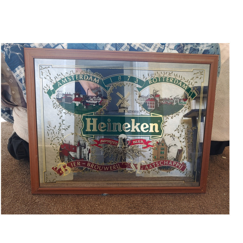 Heineken Mirror Sign Amsterdam Rotterdam Collectible Breweriana 36"x28"