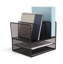 TRU RED Wire Mesh File Organizer, 7 Compartment, Matte Black Verti
