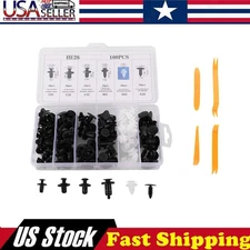 100pc + 4Tool Bumper Clips Auto Car Hole Plastic Rivets Fastener Fender Push Pin